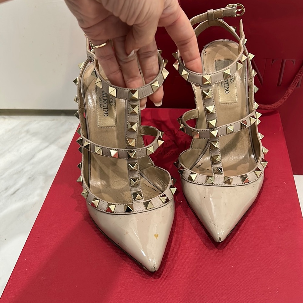 Nude Valentinos with gold studs size 36